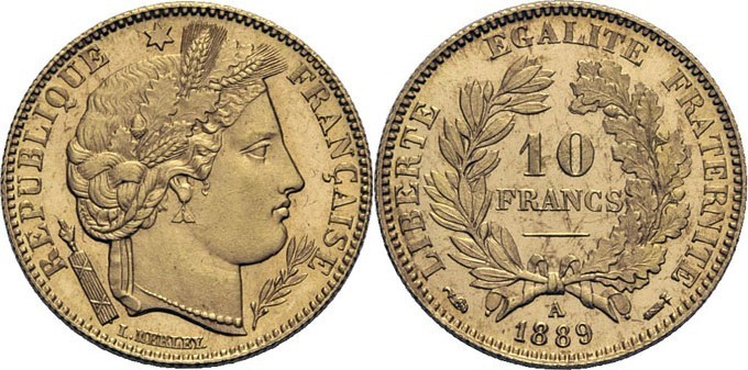 10 Francs Cérès 1889 A Paris Flan Bruni Exposition Universelle