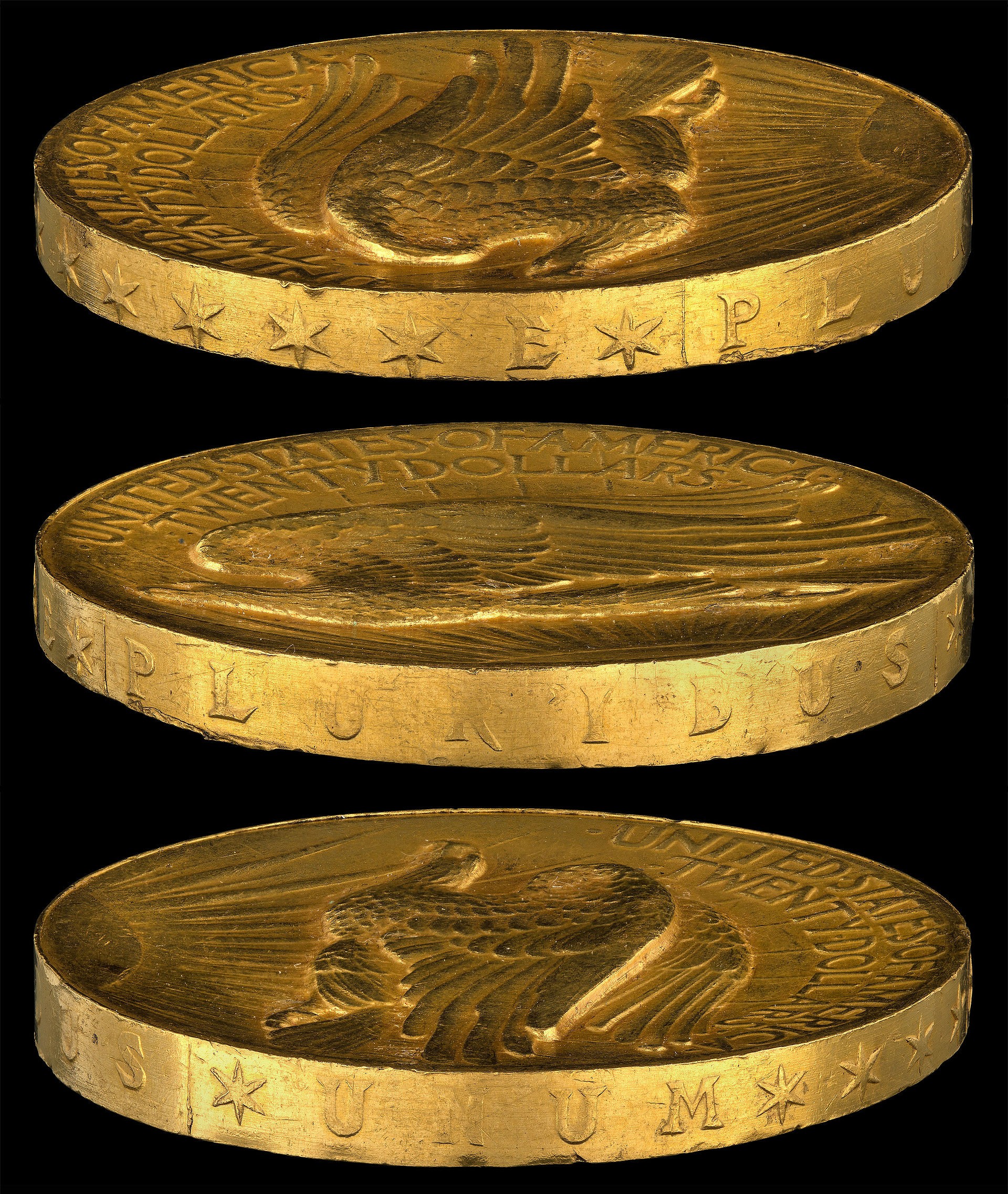 Détails relief 20 dollars Saint Gaudens 1907