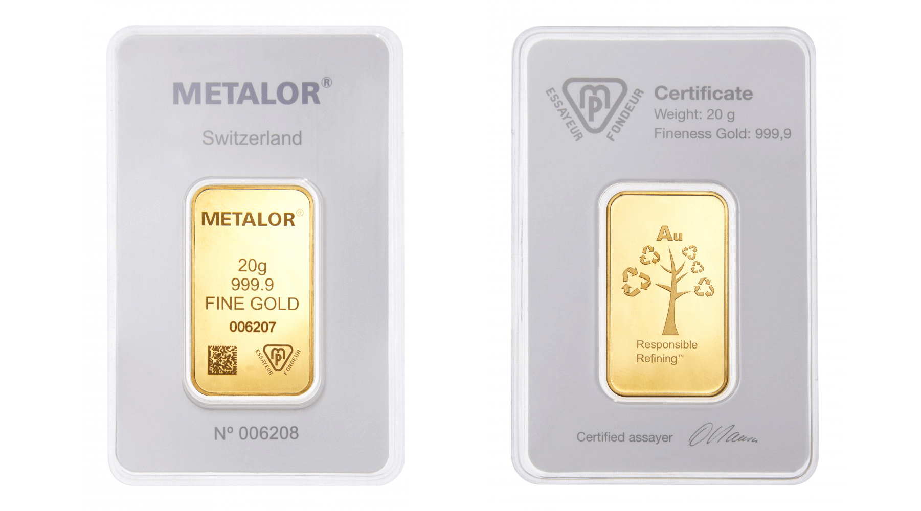 lingot or metalor 20g minted