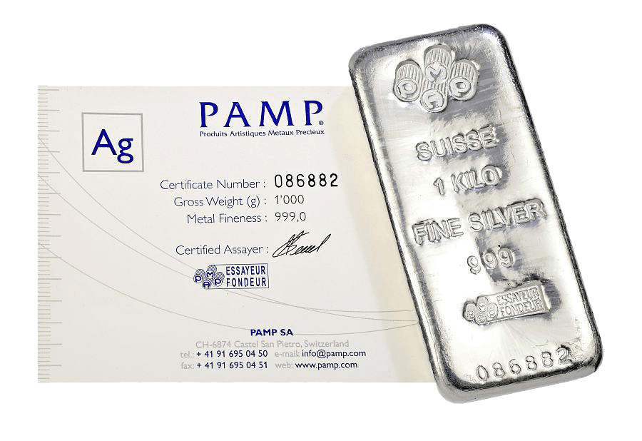 1 kg argent lingot et certificat